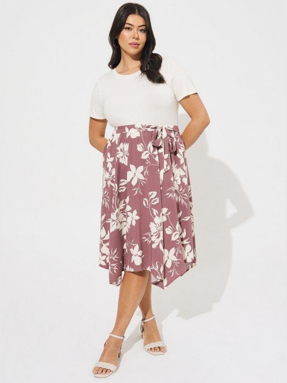Torrid Super Soft And Stretch Challis Hanky Hem Midi Dress women’s size 3X